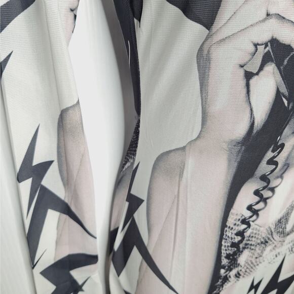 Kelly Obi Mesh Bodycon Midi Dress 90s Naomi Campbell Coke Cans Mesh Sheer Medium - Picture 10 of 11